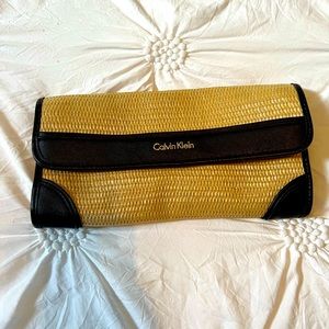 Calvin Klein straw clutch